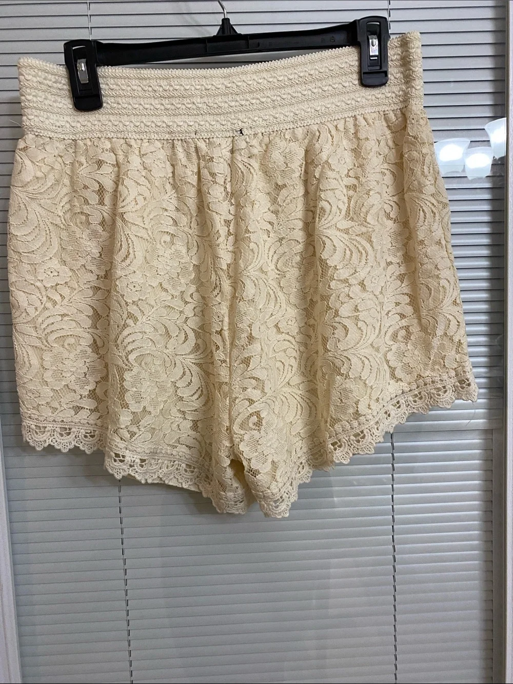 Ambiance Cream Lace Overlay Skort Shorts
